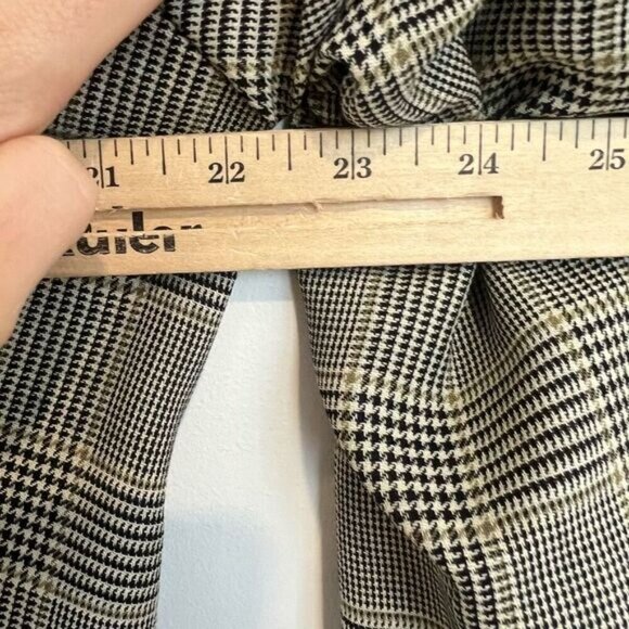 Vintage Gingham Plaid 40L Tall Vintage Wool Blazer Sports Coat Jacket Neutral - Picture 14 of 15